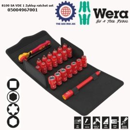 Bộ tuýp tròng cóc cách điện 1/4″ Wera 05004967001 8100 SA VDE 1 Zyklop ratchet set gồm 22 cái