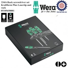 Bộ tua vít điện 6 cái 334/6 Rack screwdriver set Kraftform Plus Lasertip and rack Wera 05105650001