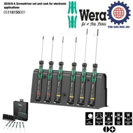Bộ tua vít điện tử 6 chiếc 2035/6 A Screwdriver set and rack for electronic applications Wera 05118150001