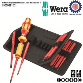 Bộ tua vít lực cách điện đa năng Kraftform Kompakt VDE 15 Torque 1.2-3.0 Nm extra slim 1 Wera 05059291001