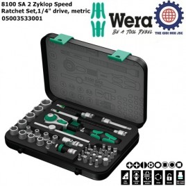 Bộ tuýp tròng cóc Wera 8100 SA 2 Zyklop Speed Ratchet Set 1/4″ gồm 42 chi tiết hệ mét Wera 05003533001