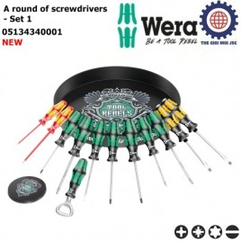 Bộ tua vít đa năng Kraftform Plus “A round of screwdrivers” với khui nắp chai (Bottleopener), đế lót ly (coasters) và khay chuyên dụng (tray), 17 cái , Wera 05134340001