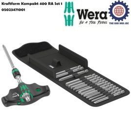 Bộ dụng cụ Wera 05023471001 Kraftform Kompakt 400 RA Set 1 với tay vặn vít tự động gồm 17 cái