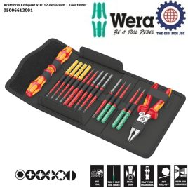 Bộ tua vít cách điện Wera Kraftform Kompakt VDE 17 extra slim 1 Tool finder kèm kìm Knipex 1396200 mã 05006612001 17 cái