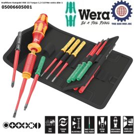 Bộ tua vít lực cách điện đa năng Wera 05006605001 Kraftform Kompakt VDE 15 Torque 1.2-3.0 Nm extra slim 1 Tool finder