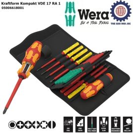 Bộ tua vít cách điện tự động Wera 05006618001 Kraftform Kompakt VDE 17 RA 1 gồm 17 chi tiết