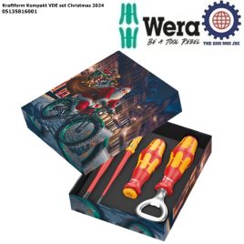 Bộ tua vít cách điện Kraftform Kompakt VDE set Christmas 2024 kèm khui nắp chai Wera 05135816001