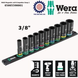 Bộ tuýp dài đen 3/8″ Wera 05005590001 9660 Magnetic rail B Impaktor Deep 1 socket gồm 10 cái