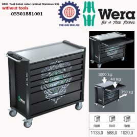 Tủ đồ nghề không kèm dụng cụ (without tools) Wera 05501881001 9801 Tool Rebel roller cabinet Stainless XXL