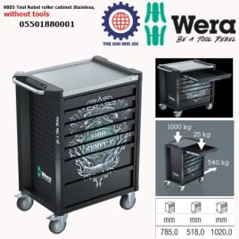 Tủ đồ nghề không kèm dụng cụ (without tools) Wera 05501880001 9805 Tool Rebel roller cabinet Stainless